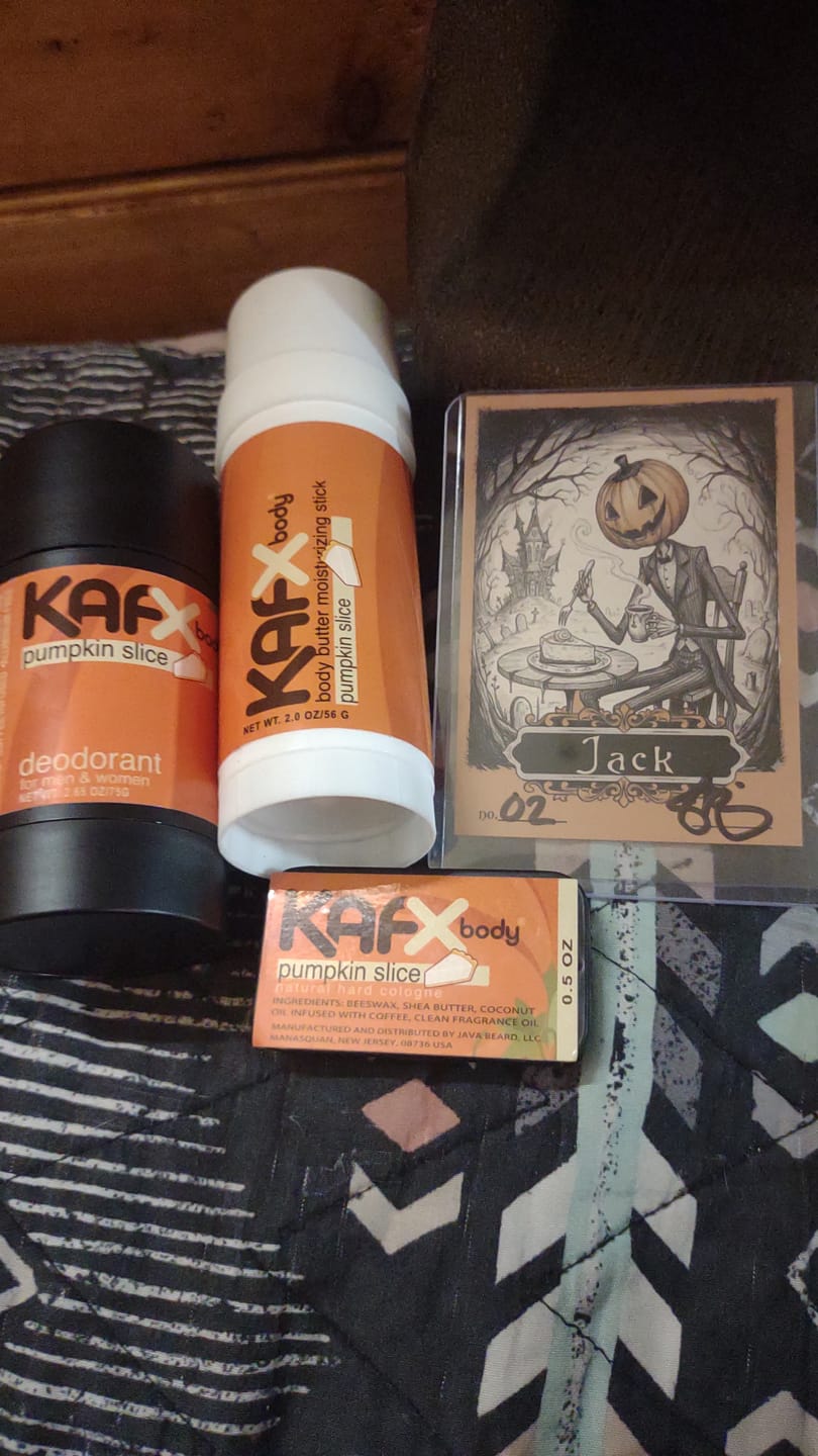 Customer photo review of The Pumpkin Slice Trio: Natural Deodorant, Body Butter & Cologne Bundle