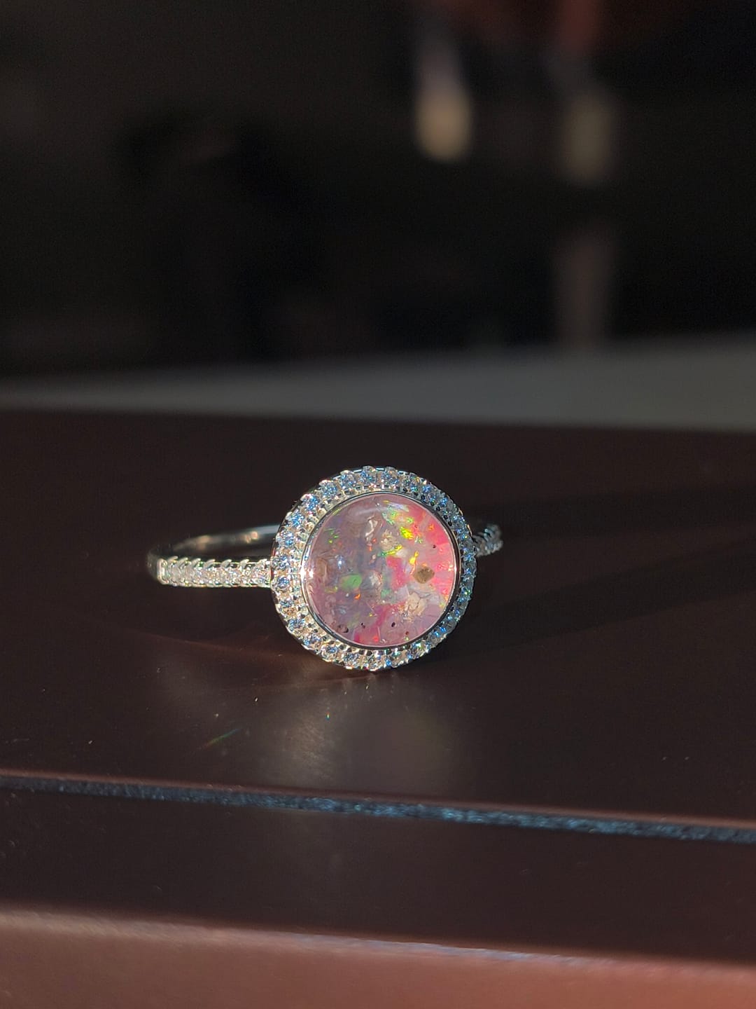 Customer photo review of Bedazzled Circle Opal Cremation Ring