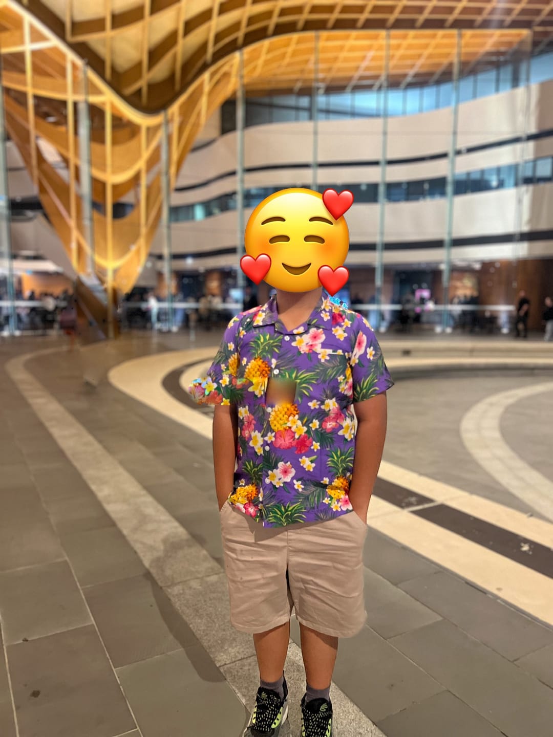 Customer photo review of Aloha Purple Kids Shirt