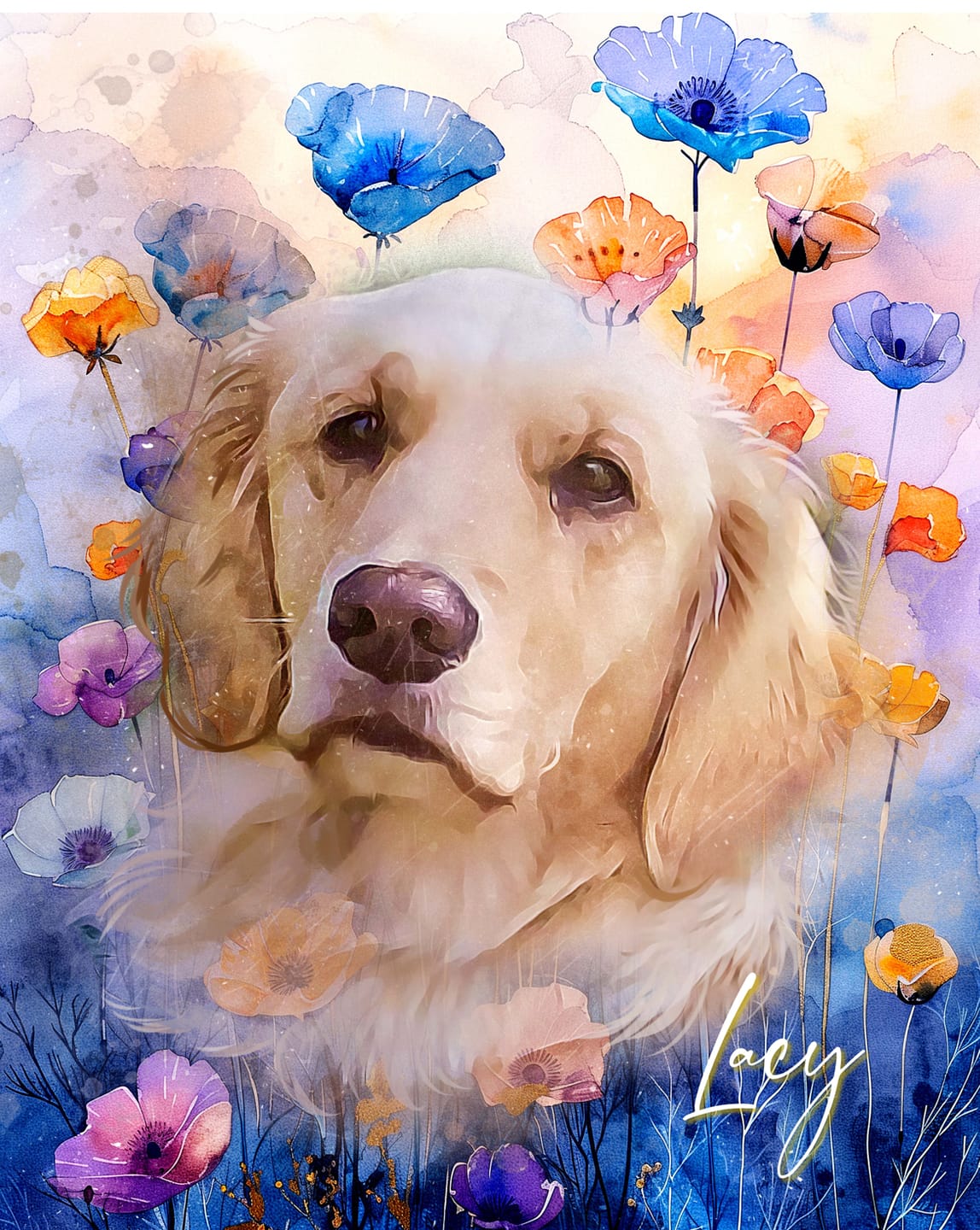 Customer photo review of Custom Watercolor Pet Portrait – BlossomTails