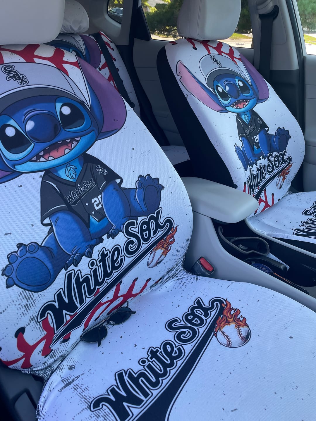 Customer photo review of Chicago White Sox Car Back Seat Covers Stitch Theme Collection