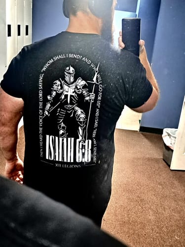 Customer photo review of ISAIAH 6:8 T-shirt