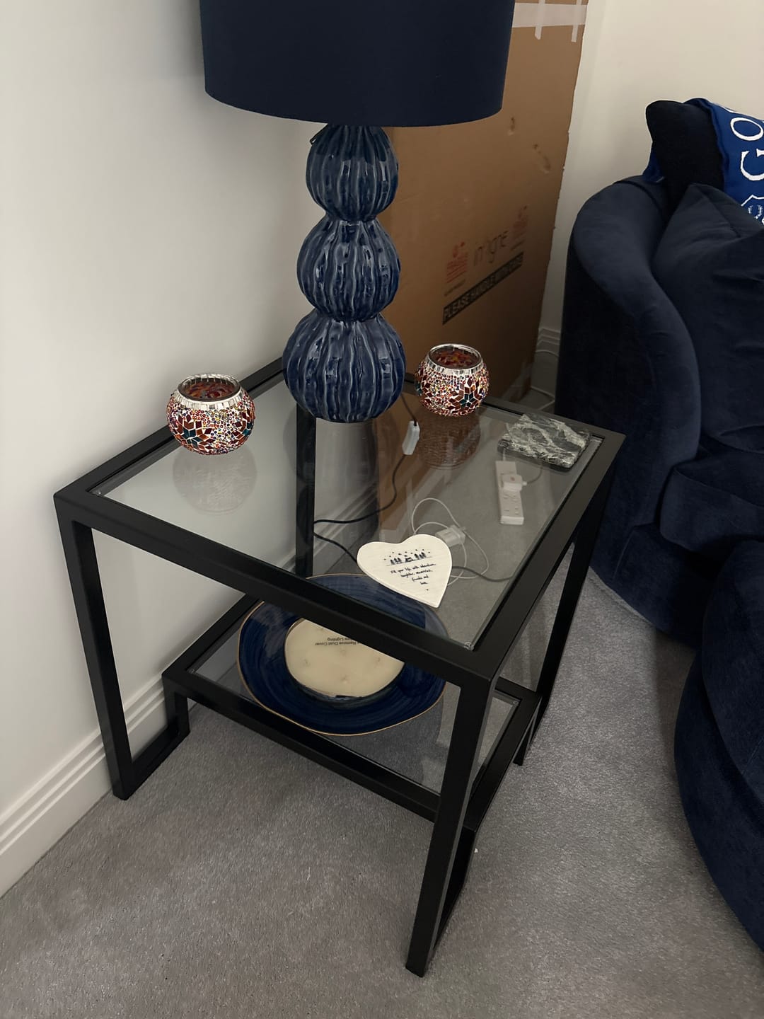 Customer photo review of Hudson Glass Metal Side Table - Black