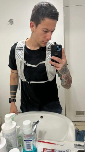 Customer photo review of HydraStride™ Reflective Running Vest – Lightweight Hydration Chest Pack with Bottle Storage