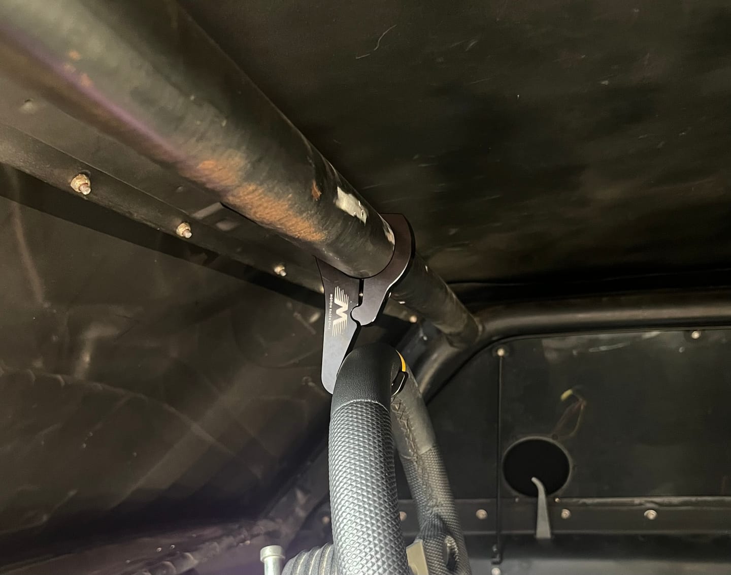 Customer photo review of Billet High Clearance Roll Bar Helmet / Steering Wheel Hook 1.625" 43-10001