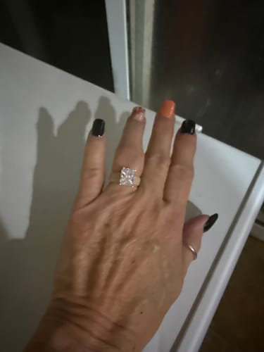 Customer photo review of Silicone Ring – 10×8 mm Emerald Cut CZ | Patent-Pending Design - GlowStone Collection