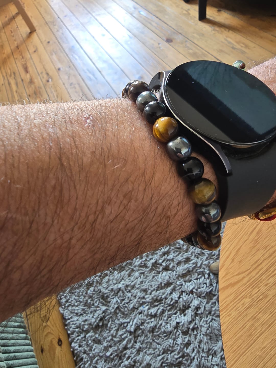 Customer photo review of Bracelet "3 Protections" en Oeil de Tigre, Hématite & Obsidienne Noire