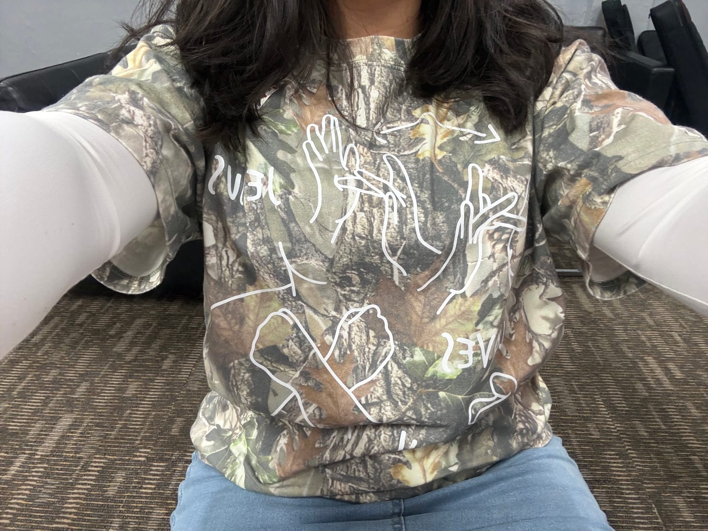 Customer photo review of JESUS LOVES YOU ASL T-SHIRT+