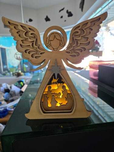 Customer photo review of Nativity Christmas angel table lamp laser cut svg file