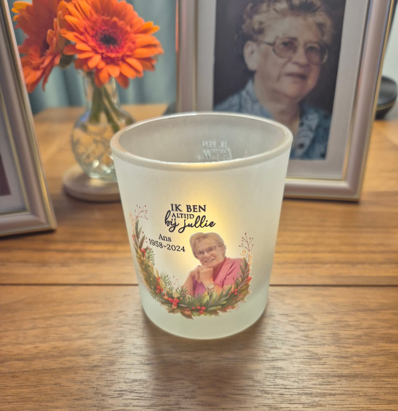 Customer photo review of Bij jullie - Gepersonaliseerde theelichthouder