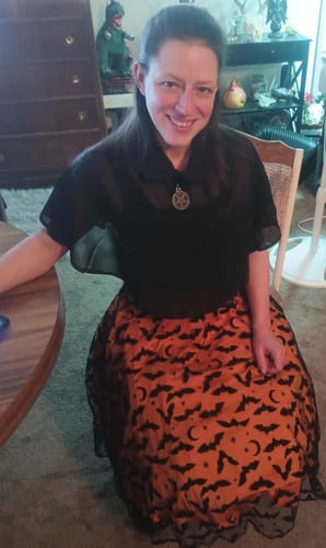 Customer photo review of 1950s Halloween Strap Patchwork Dress & Cape