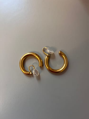 Customer photo review of Allie Hoop Clip On Earrings in Gold