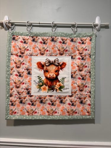 Customer photo review of Brown & Gold Highland Cow Portrait #6 Fabric Panel