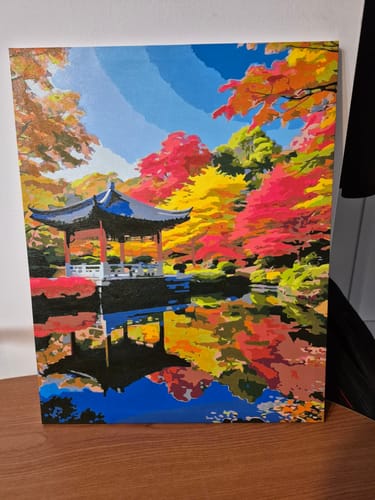Customer photo review of Korean Garden Pavilion in Autumn - Paint by Numbers Kit