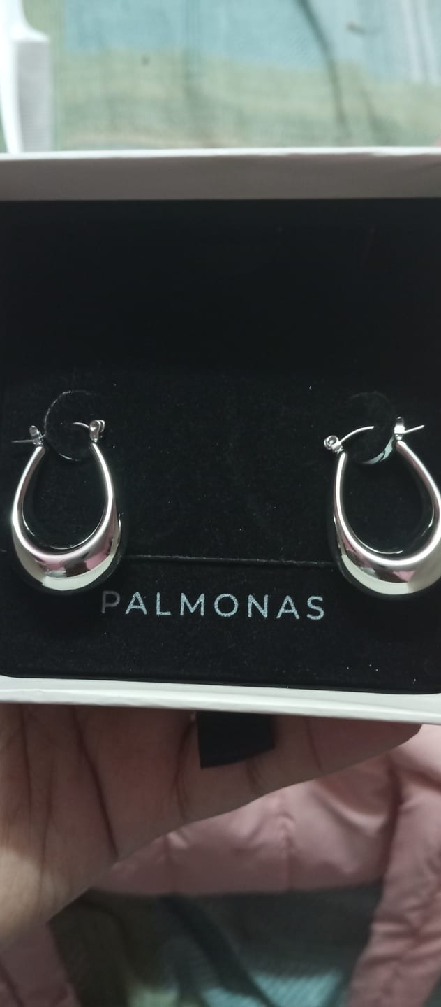 Customer photo review of Elegant Silver Hoop Earrings