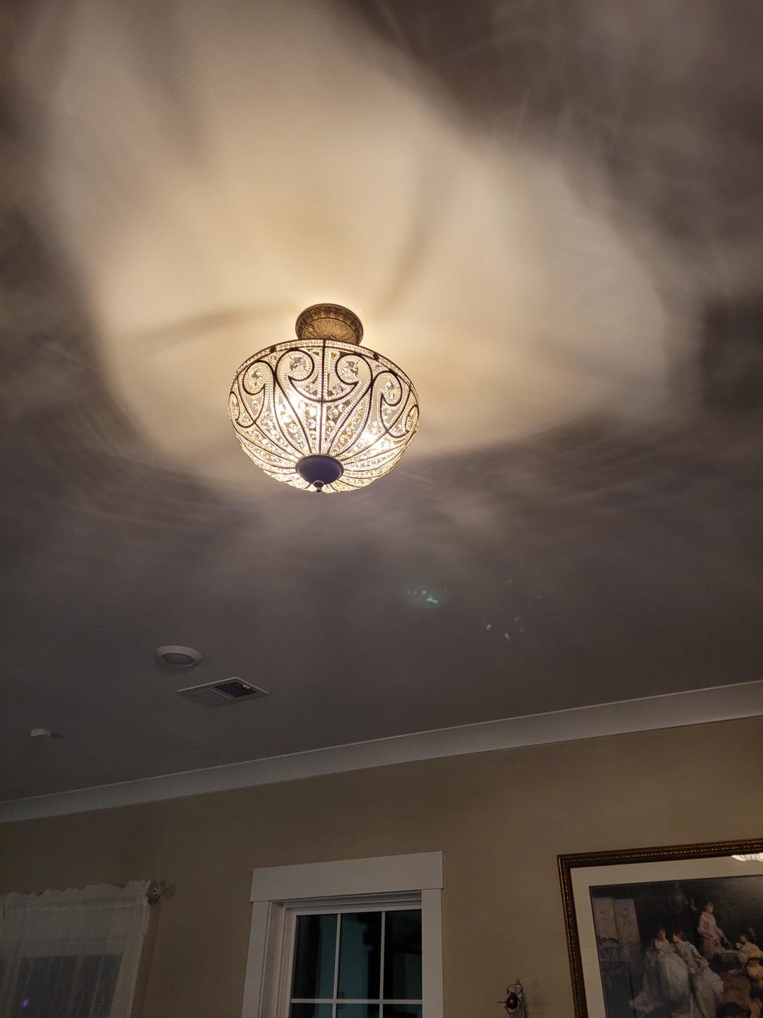 Customer photo review of Victorian Antique Bronze Crystal Semi Flush Light