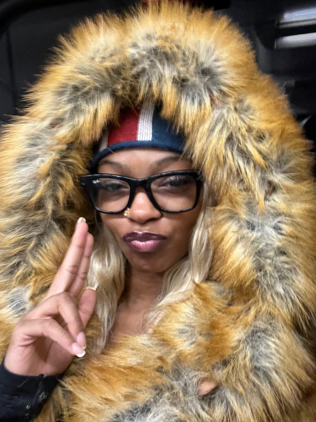 Customer photo review of ELIZABETH-TAN FAUX FOX FUR COAT