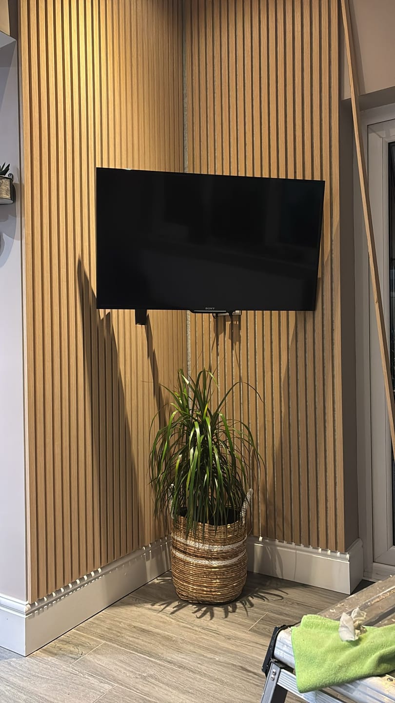 Customer photo review of Wooden Wall Panel | Natural Oak Grey Felt | Premium 3-sided Wood Veneer