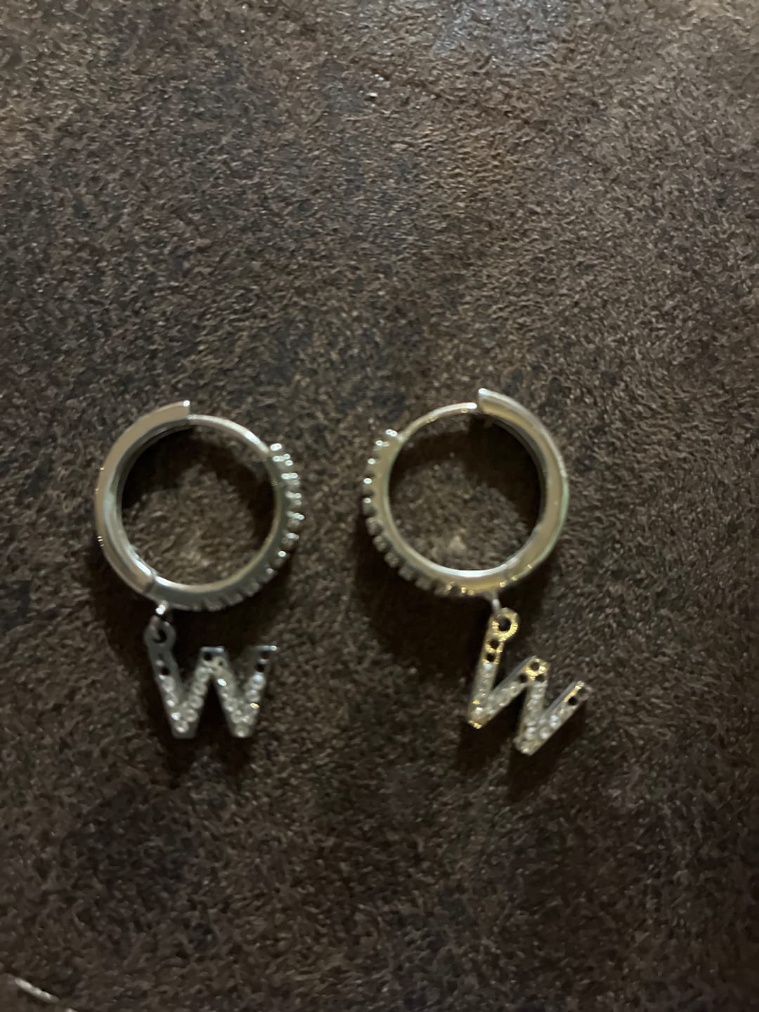 Customer photo review of Bamboo Initial Hoop Earrings