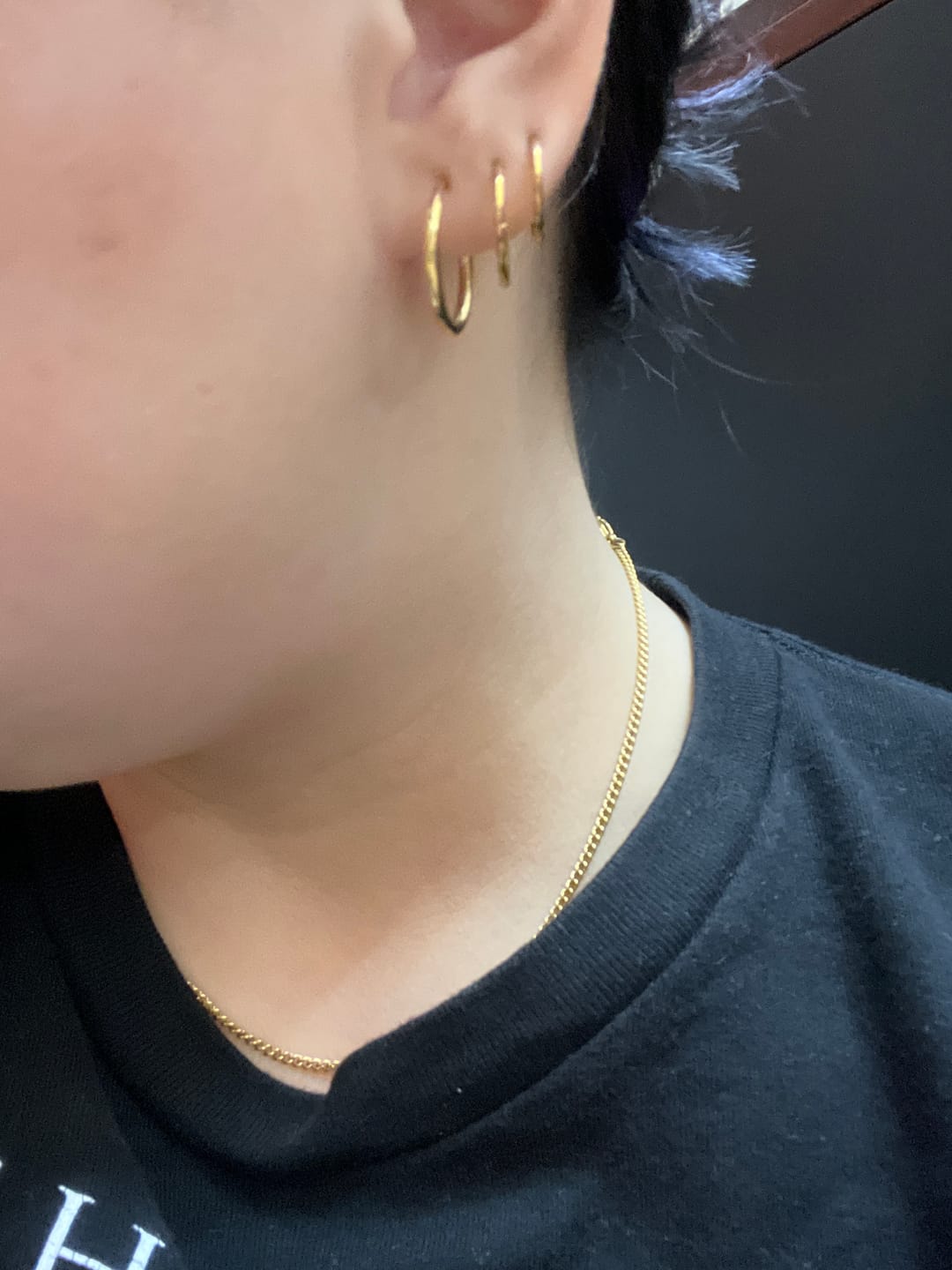 Customer photo review of My Huggies Hoop Earrings