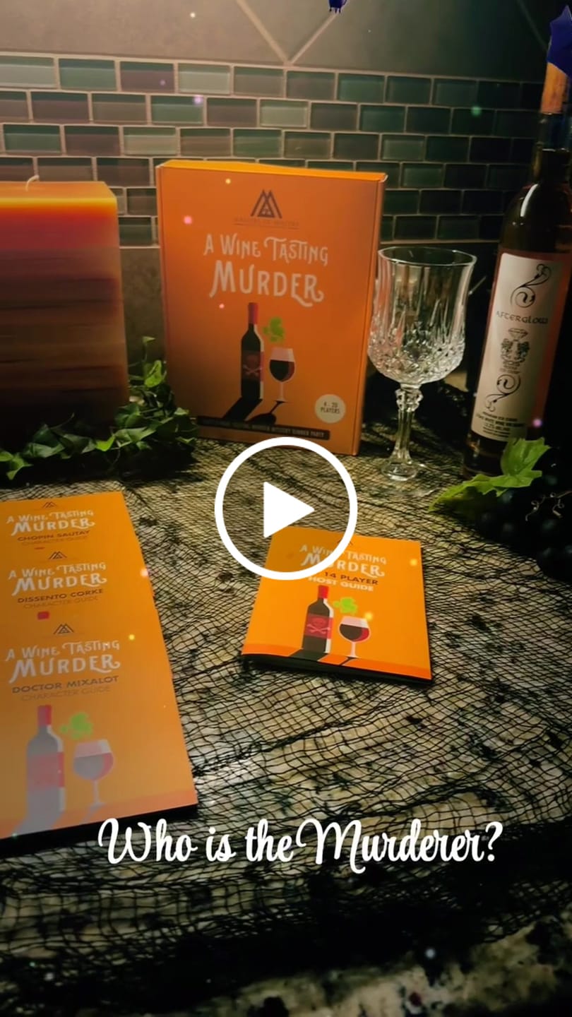Customer video review of Replay-able Wine Tasting Murder Mystery Dinner Party Game for Up to 20 Adults – Host Your Own Wine-Themed Game Night – Physical Kit