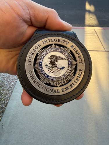 Customer photo review of Department Of Justice Federal Bureau Of Prisons Badge Customizable Number