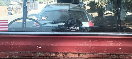 Customer photo review of Rectangle Waylon Jennings Logo Sticker