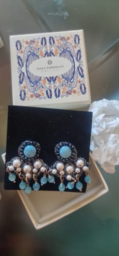 Customer photo review of Orecchini a bottone Audrey celeste