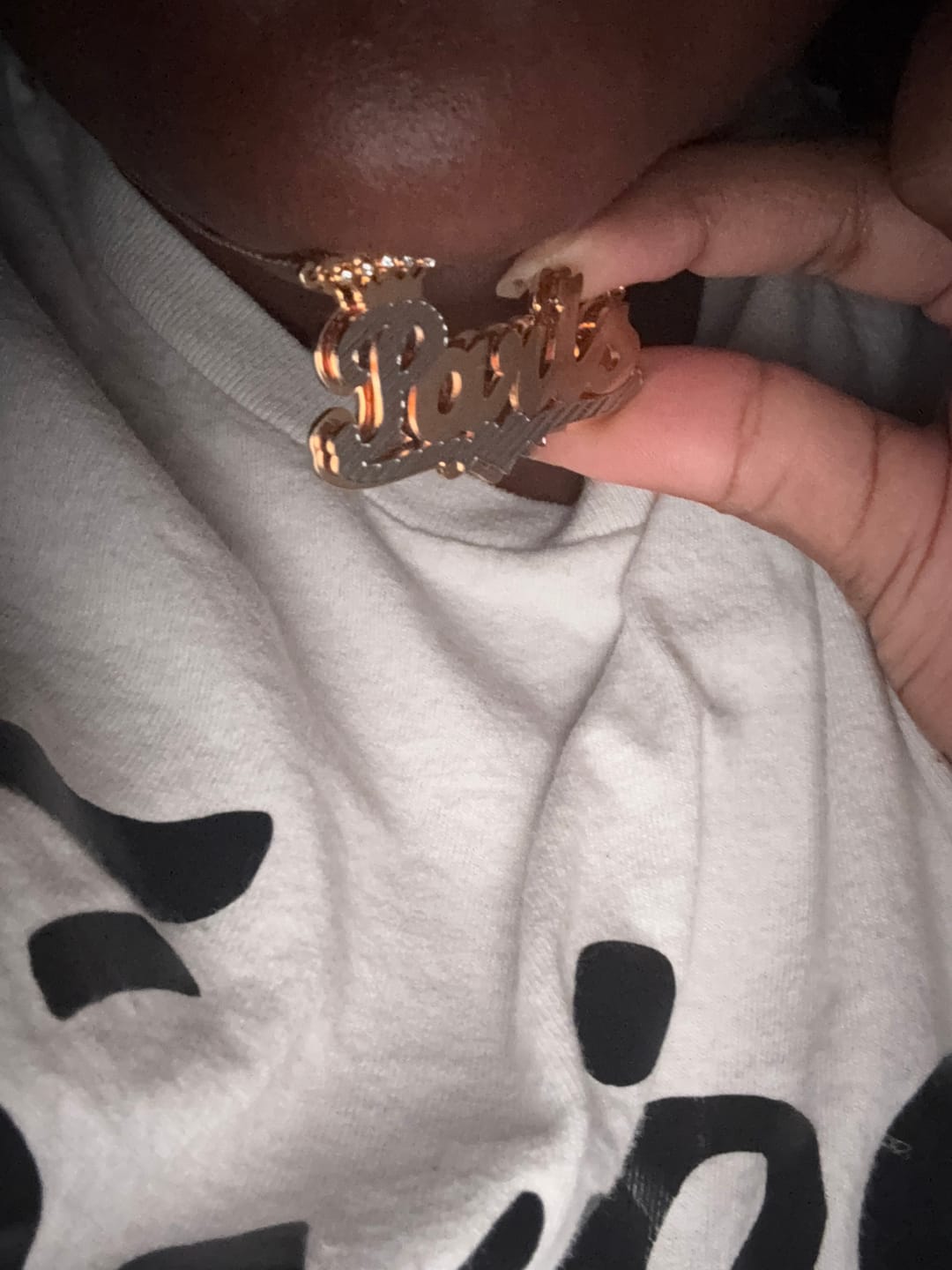 Customer photo review of Double Plated Royal Name Necklace w/ Cuban Chain