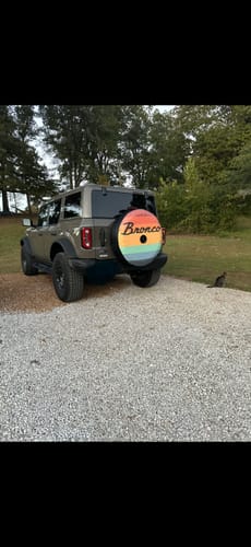 Customer photo review of Striped Colored Vintage Bronco Spare Tire Cover