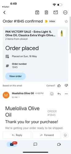 Customer photo review of PAK VICTORY SALE - Extra Light 1L Olive Oil