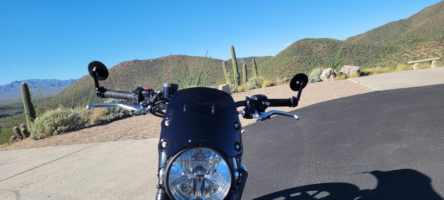 Customer photo review of Brogue Moto 3" Convex Classic Bar-End Mirror – Fits 1" & 7/8" Handlebars