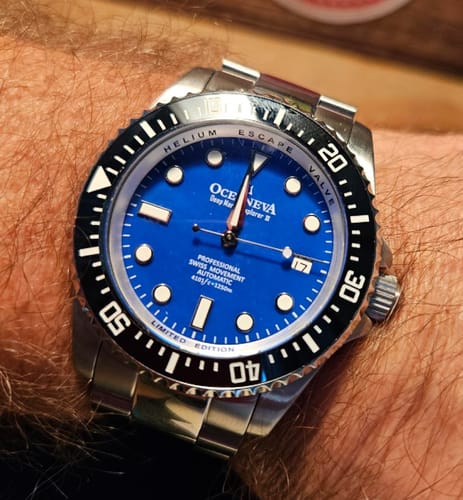Customer photo review of Oceaneva Men's Deep Marine Explorer II 1250M Pro Diver Watch Blue Mother Of Pearl
