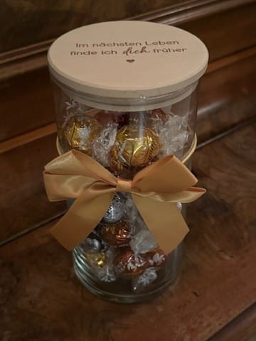 Customer photo review of Geschenk-Glas "Sei mutig, träume groß und vergiss nie"