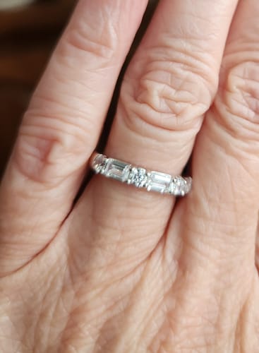 Customer photo review of Art Deco Pave CZ Eternity Ring in Sterling Silver