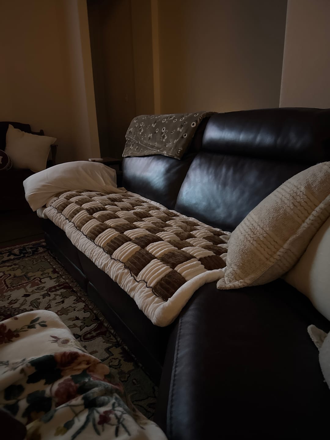 Customer photo review of NEW 2-in-1 Furniture Protector & Dog Bed Couch Cover with Thick Orthopedic Padding, Non-Slip Grip, Scratch-Resistant Surface & Machine-Washable Fabric