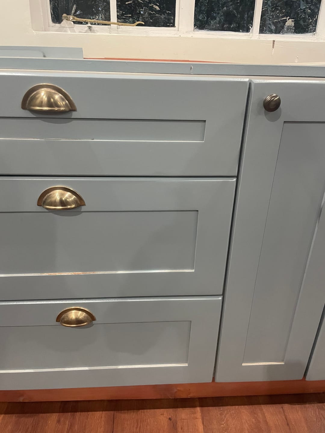 Customer photo review of Shropshire Aged Brass Cupboard Handles