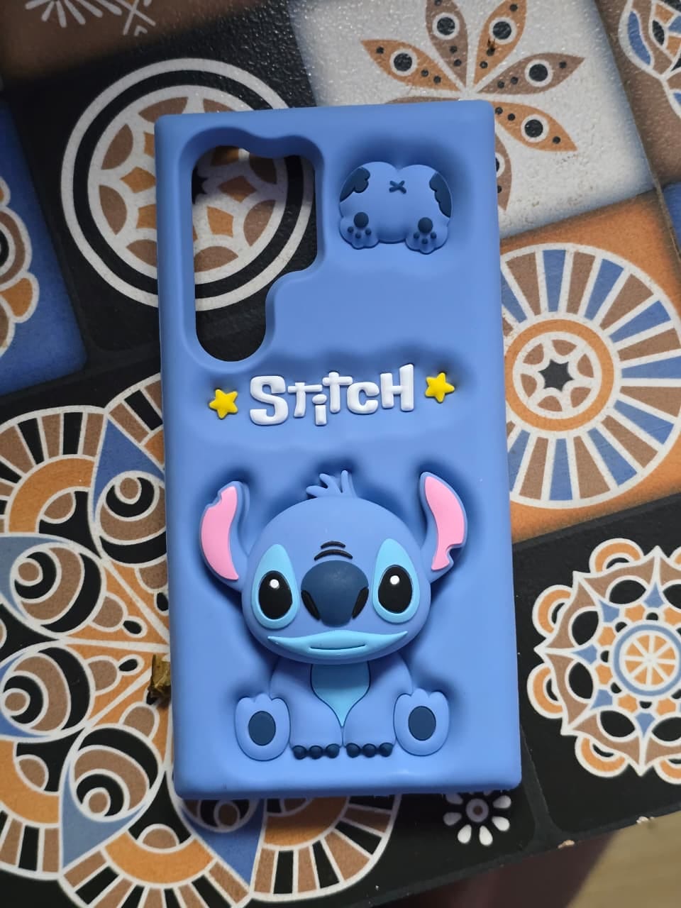 Customer photo review of 3D Stitch iPhone Samsung Attached Phone Holder Stand Rubber Silicone Case