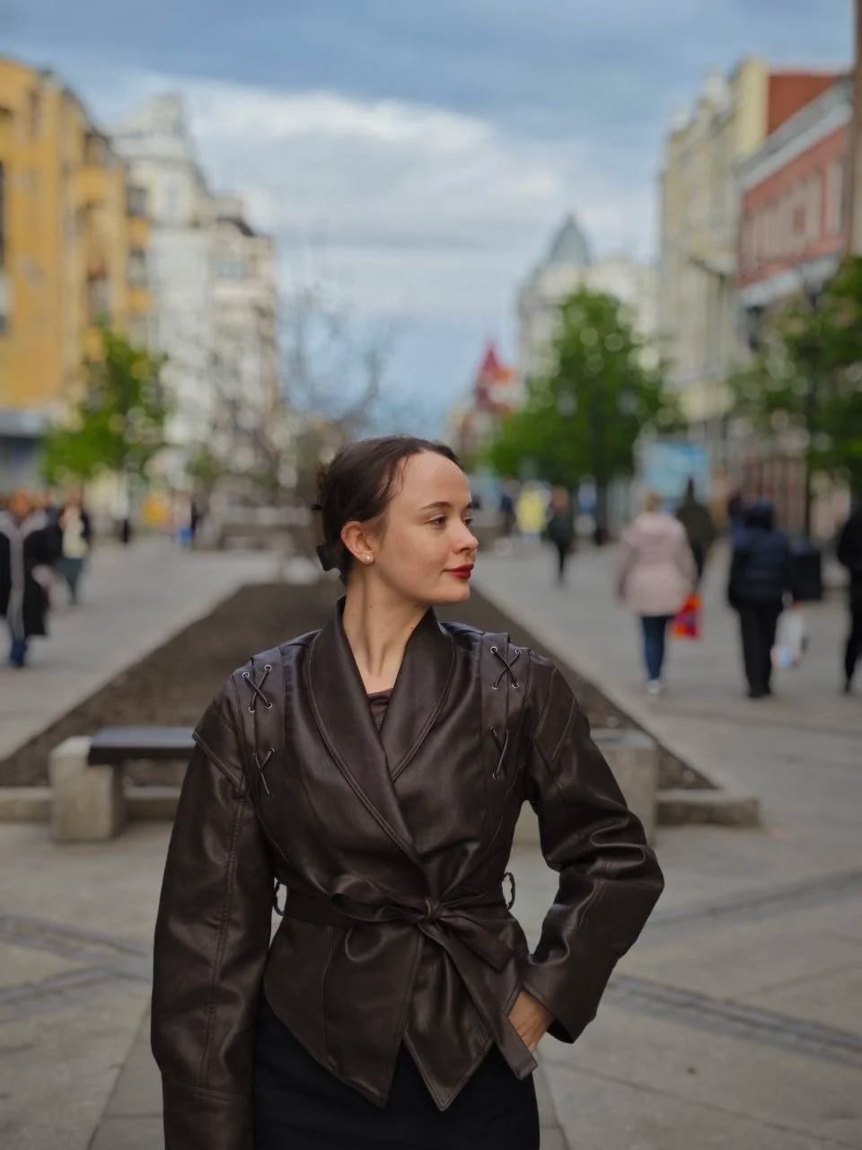 Customer photo review of Zyra Biker Leather Jacket