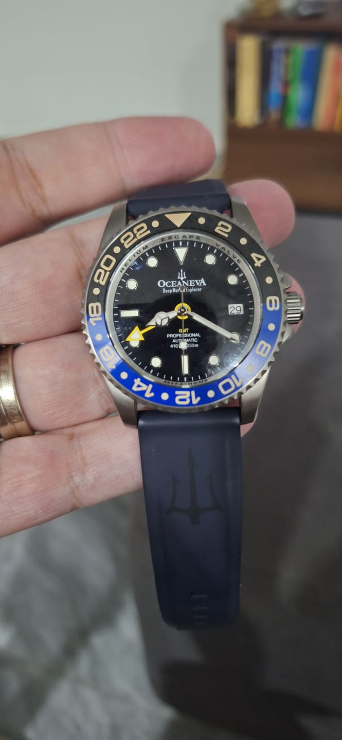 Customer photo review of Oceaneva Men's GMT TITANIUM Automatic Deep Marine Explorer 1250M Black Ceramic Bezel Watch