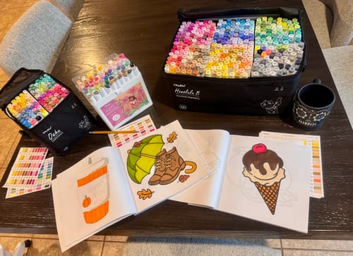 Customer photo review of Ohuhu Honolulu 320 Colors Dual Tips Alcohol Art Markers (New Version)