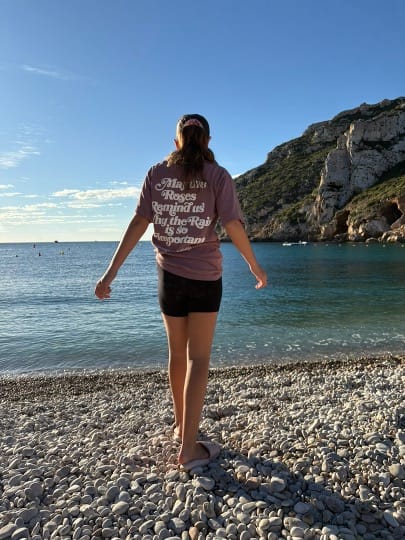 Customer photo review of All-American Slogan Tee - Mauve