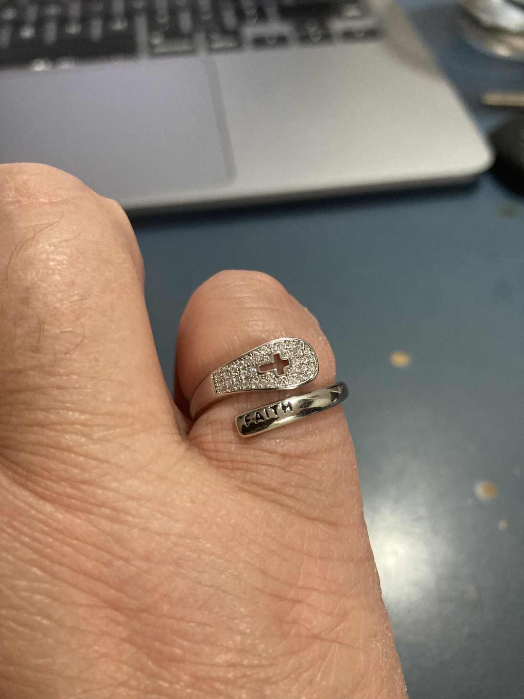 Customer photo review of "FAITH" Handmade Christian Family Ring in Zircon & 925 Sterling Silver (GIFTING OFFER)