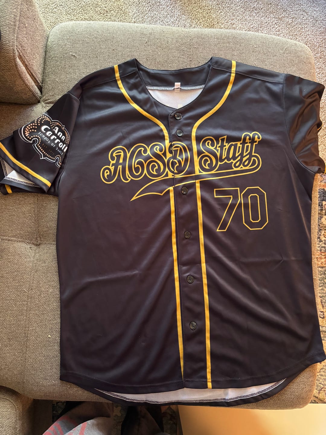 Customer photo review of Custom Black Old Gold Classic Style Authentic Baseball Jersey