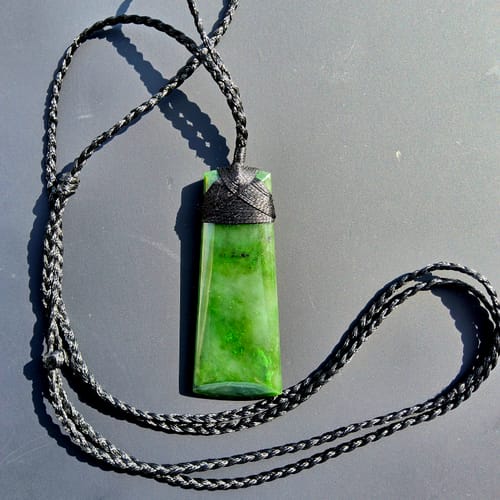 Customer photo review of Large 7cm Genuine NZ Greenstone Toki Necklace