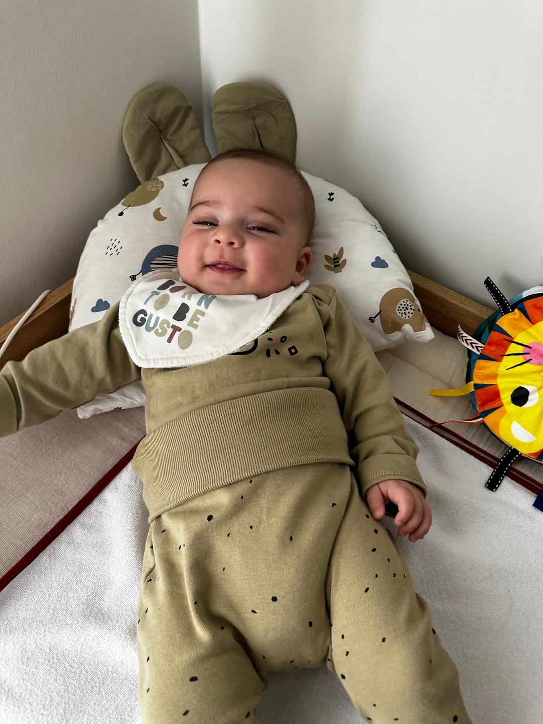 Customer photo review of Uzun Kollu Ayarlanabilir Çıtçıtlı Zıbın Haki Organik Pamuk Planet Gusto