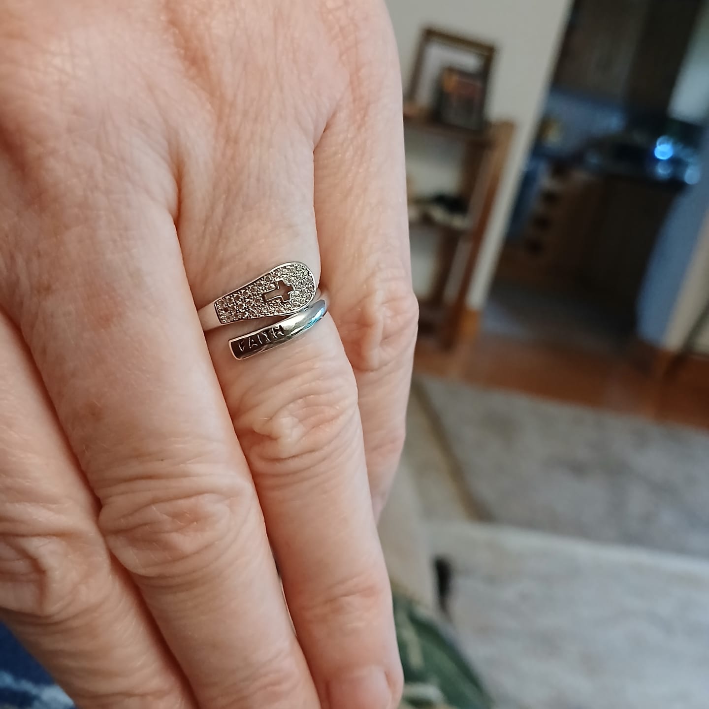 Customer photo review of "FAITH" Handmade Christian Family Ring in Zircon & 925 Sterling Silver (GIFTING OFFER)