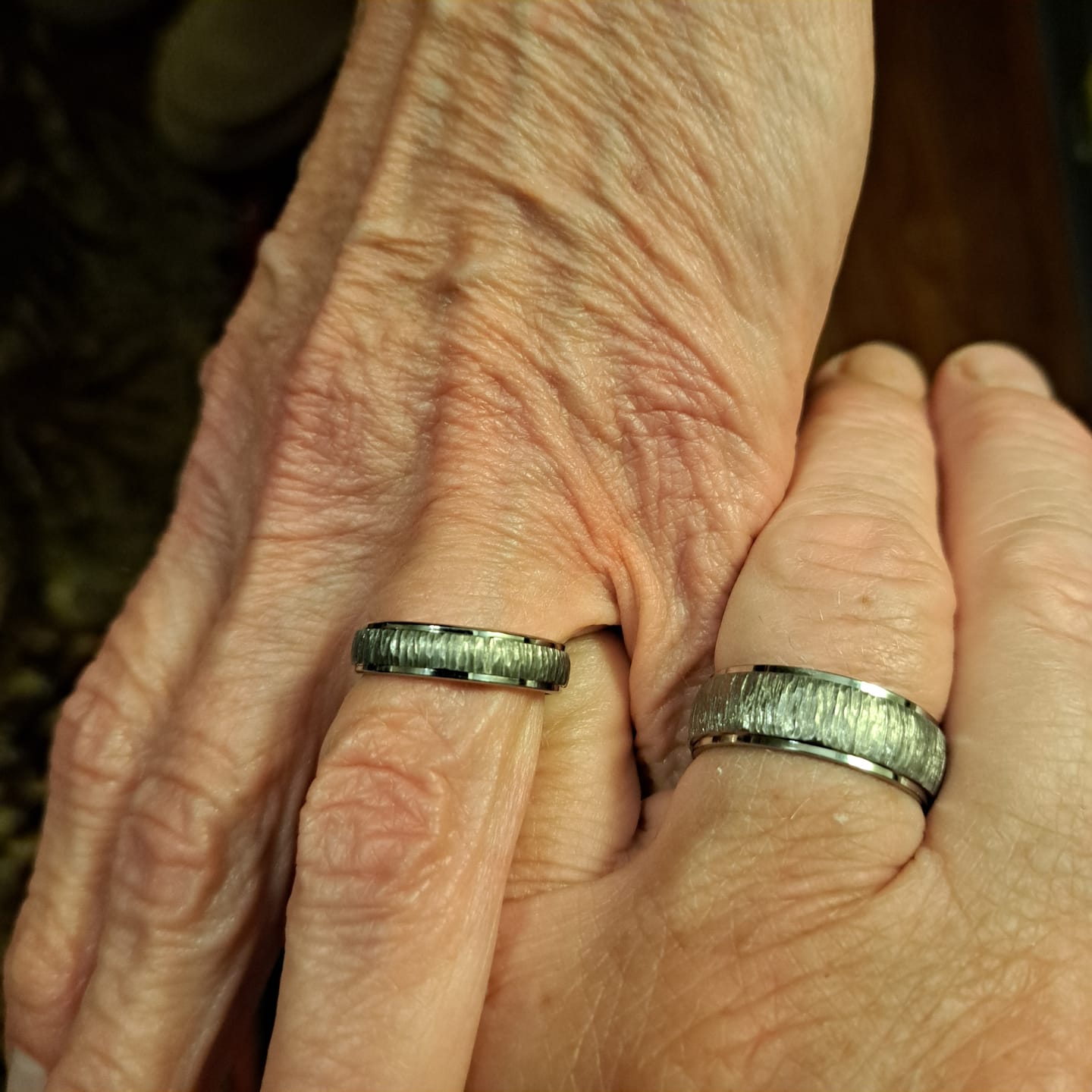 Customer photo review of Tree Bark Set for Him and Her - 5mm & 8mm