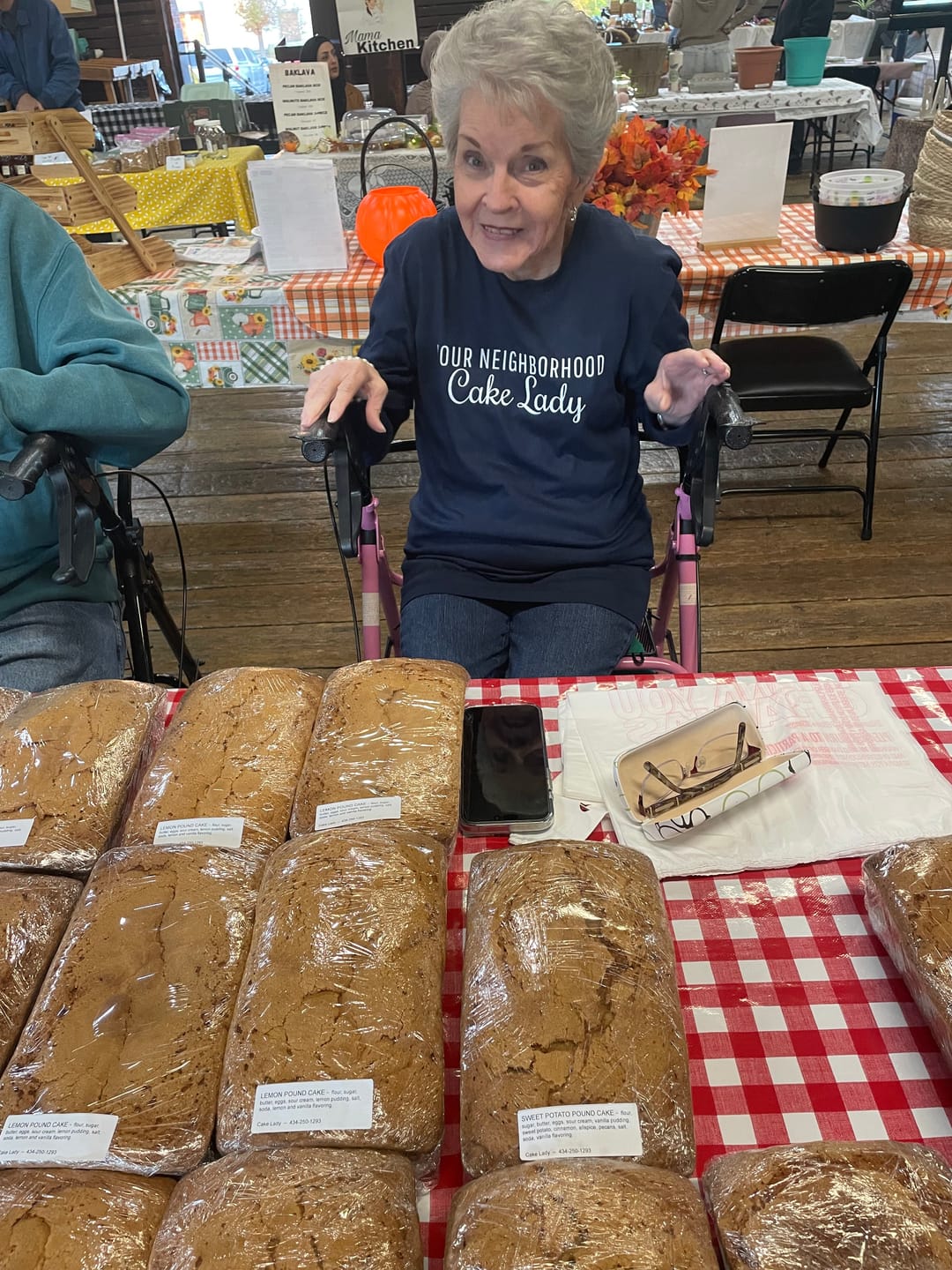 Customer photo review of Neighborhood Cake Lady T-Shirt