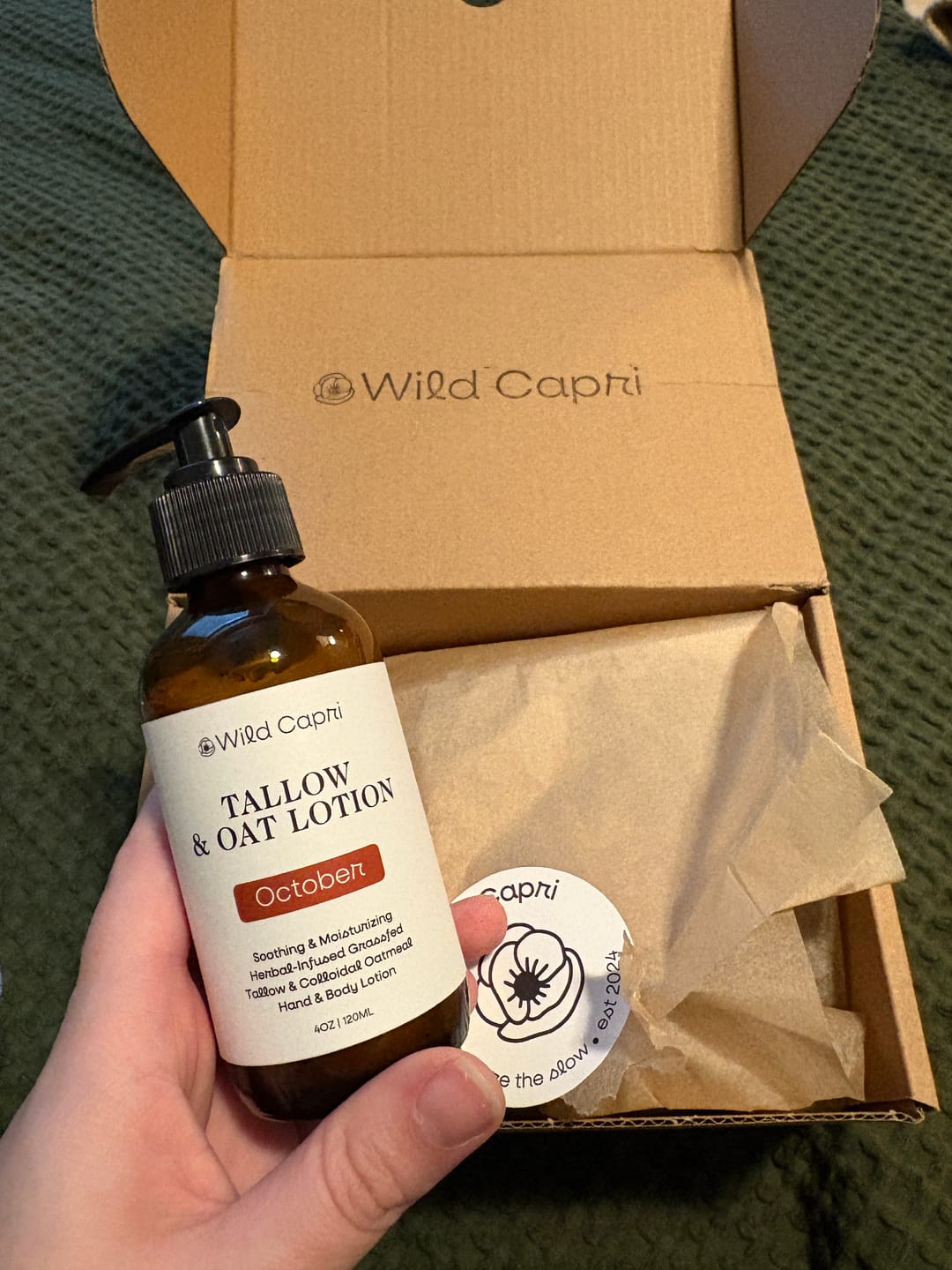 Customer photo review of October Tallow & Oat Lotion